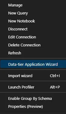 Data-tier Application Wizard Local