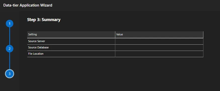 Data-tier Application Wizard Step 03