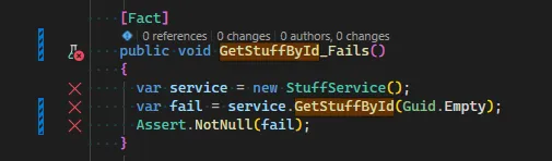 Live Unit Testing Failing Test