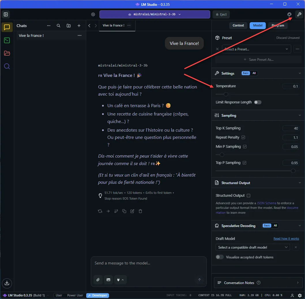 LM Studio Chat Configuration