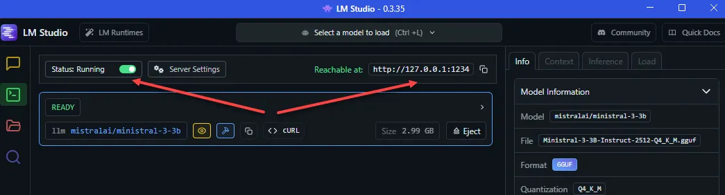 LM Studio Server Running
