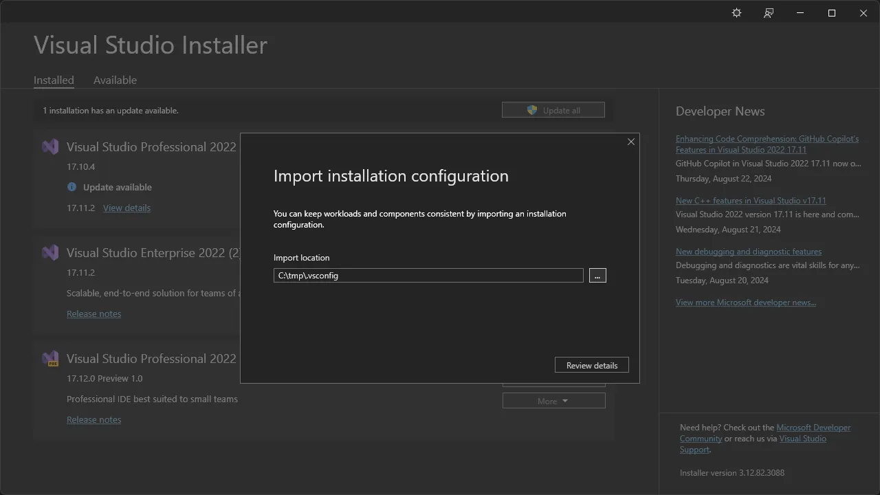 Import Visual Studio Configuration 02