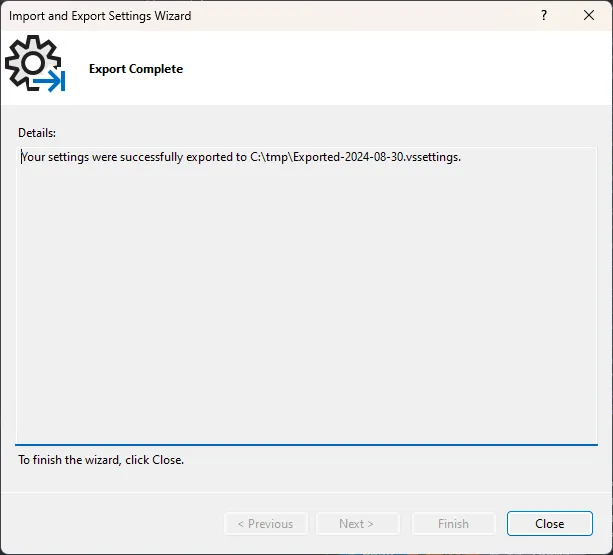 Export Visual Studio Settings 05