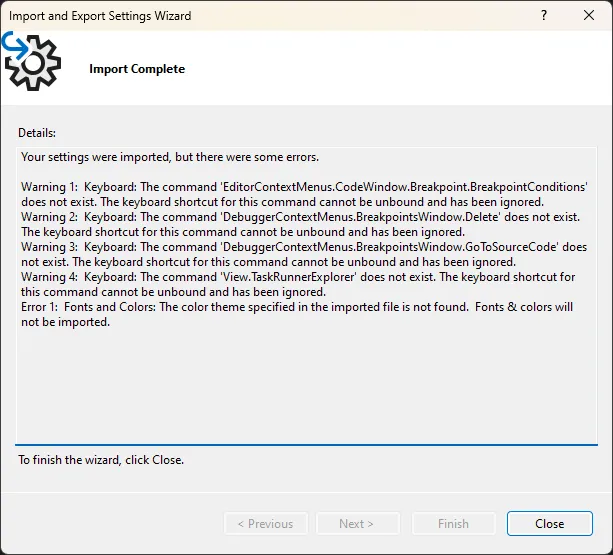 Import Visual Studio Settings 06