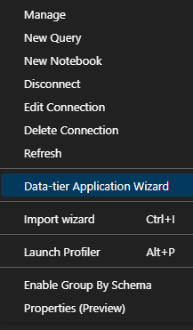 Data-tier Application Wizard Local
