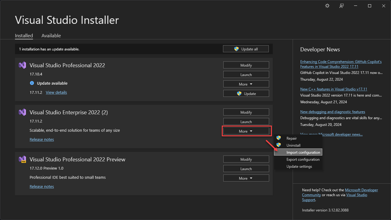 Import Visual Studio Configuration 01