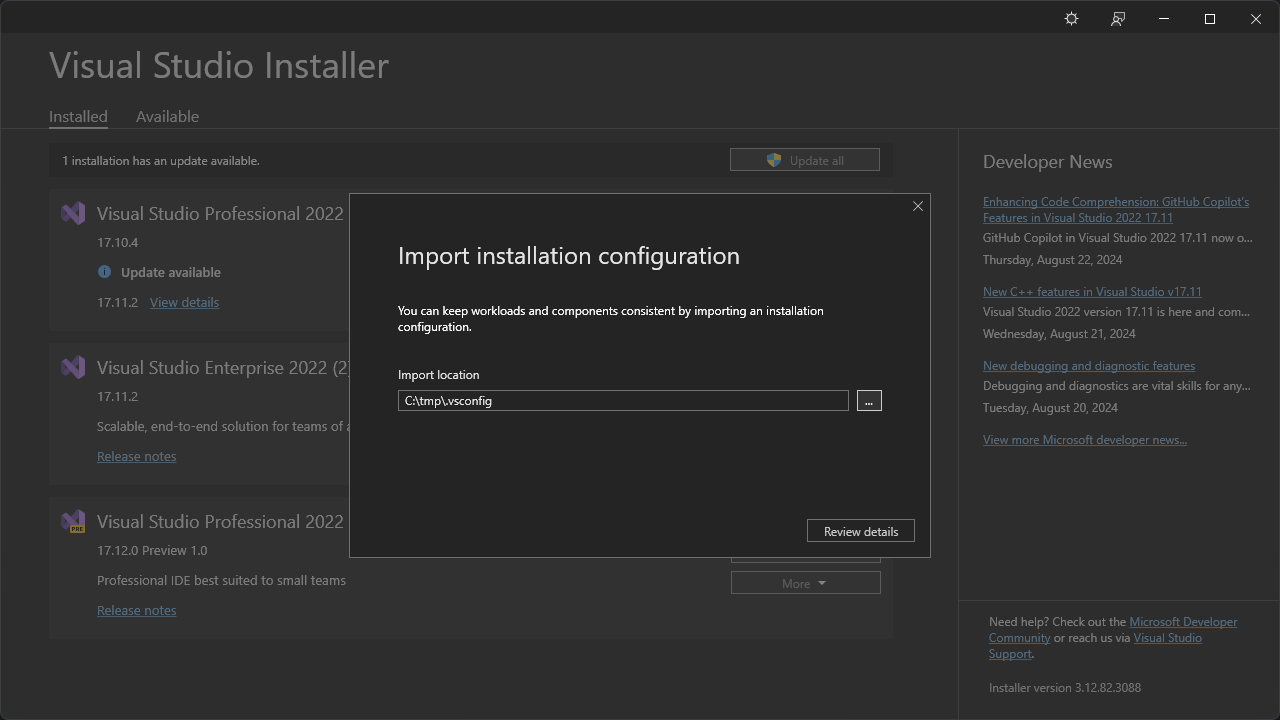 Import Visual Studio Configuration 02