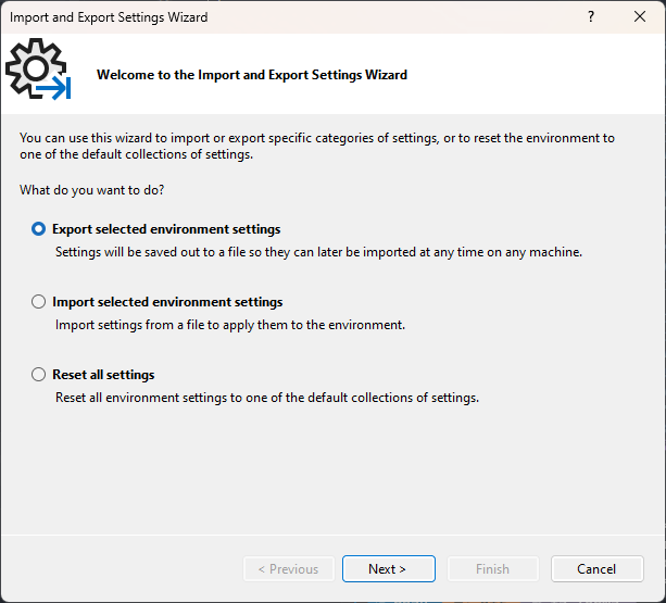 Export Visual Studio Settings 02