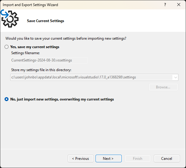 Import Visual Studio Settings 03