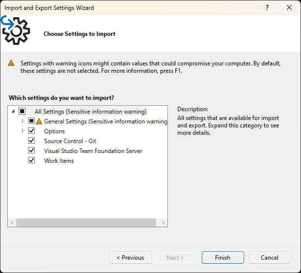 Import Visual Studio Settings 05